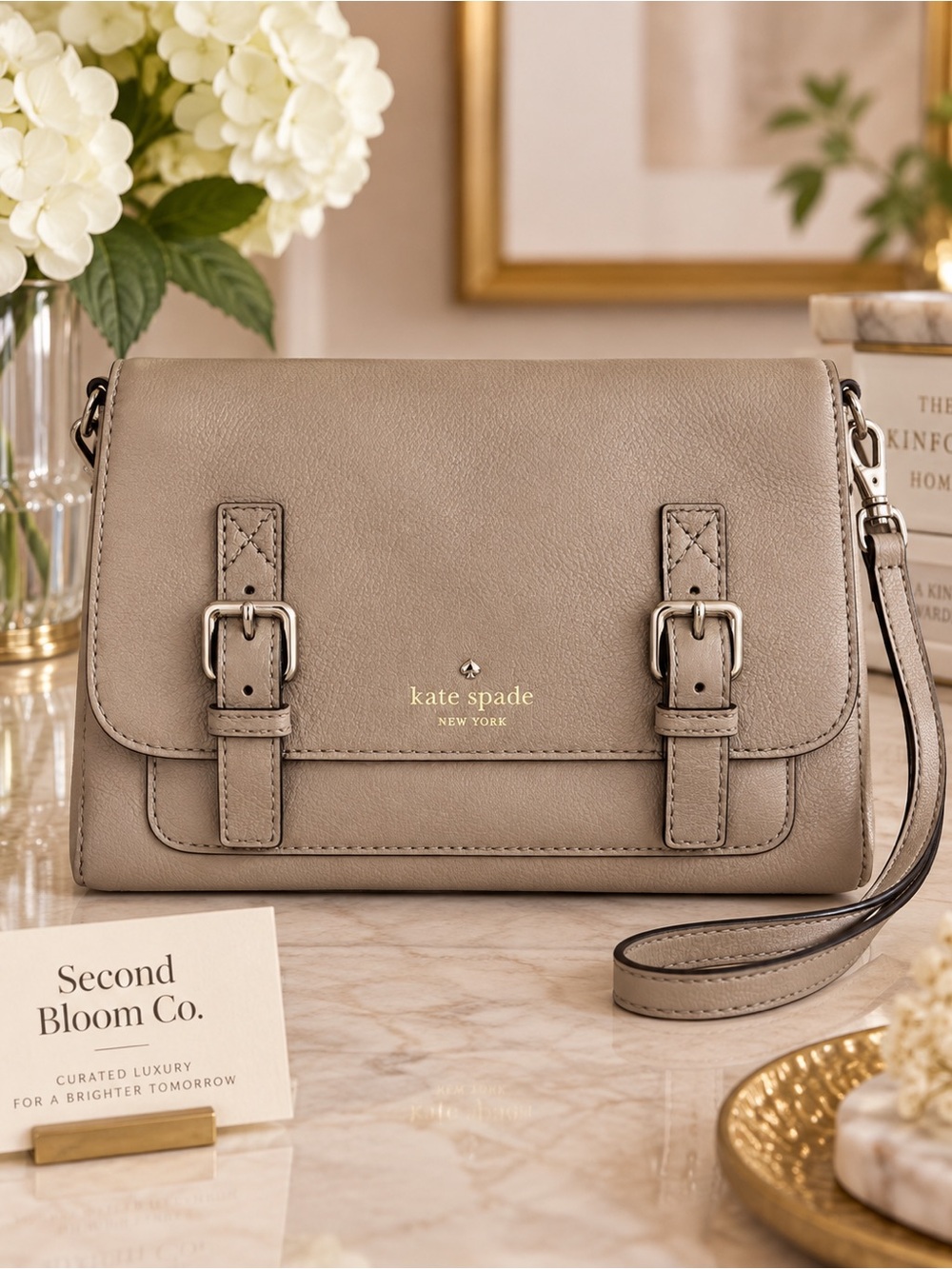 Kate Spade New York Taupe Leather Crossbody Clutch Purse ⭐️B1G2 Free⭐️